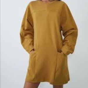 🟢 New Zara Dress with Pockets Honey Brownish Tan S